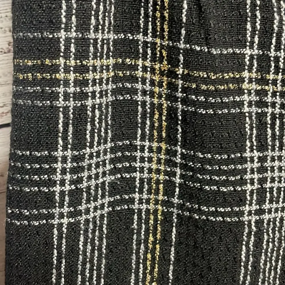 Slate & Willow Tweed Plaid Pants Medium Black Gold
